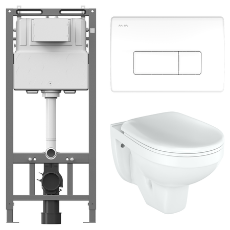 Комплект инсталляции AM.PM Tech с унитазом тип ободка закрытый Rosa Рио клавиша AM.PM Tech M белая большая керамическая тарелка abdo и белая