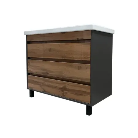 Тумба под раковину Wood TWN100 напольная 100 см цвет дуб вотан/антрацит с раковиной Kirovit Фостер 100 тумба бостон дуб вотан антрацит 900х370х1020 мм