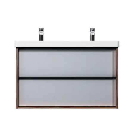 Тумба под раковину подвесная AM.PM Stern 90 см 2 ящика цвет орех с раковиной Sensea Remix встраиваемая 91 см тумба boss classic monolit латте орех селект