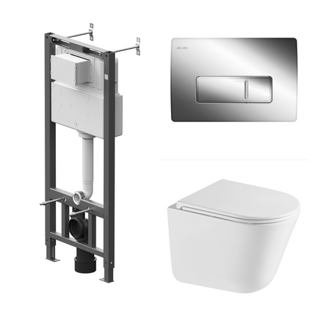 Комплект инсталляции AM.PM Tech с унитазом безободковым Iddis Lahta клавиша AM.PM Tech M серебристая крышка шарнира заднего сиденья oem для suzuki swift 87491 63j00