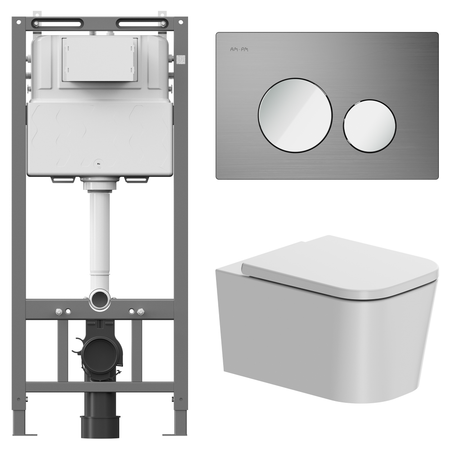 Комплект инсталляции AM.PM Tech с безободковым унитазом AM.PM Moxie клавиша AM.PM Tech L хром комплект гибких трубочистов vibratite для чистки дымохода