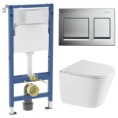 Комплект инсталляции Geberit Alpha с безободковым унитазом Iddis Lahta клавиша Geberit Alpha хром