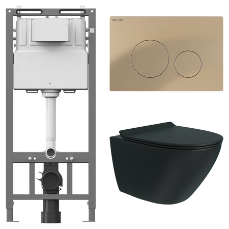 Комплект инсталляции AM.PM Tech с безободковым унитазом Teymi Tiko клавиша AM.PM L золотая комплект для свечей из нержавеющей стали 4 предмета