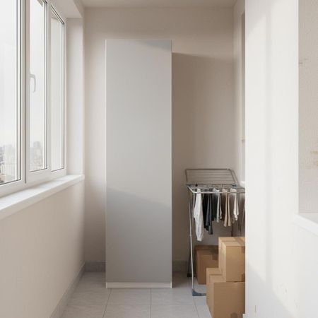 Шкаф распашной Лион серый глянец с 3 полками 60х232,2х54,5 ЛДСП каркас белый шкаф напольный белый глянец 820х600х504мм 2 ящика мдф лдсп