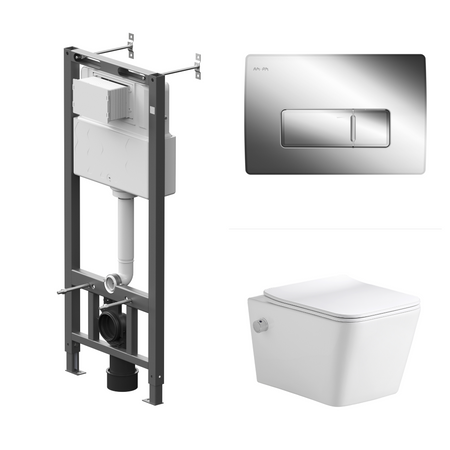 Комплект инсталляции AM.PM Tech с унитазом открытым Glory клавиша AM.PM Tech M серебристая биде распылитель серебристый