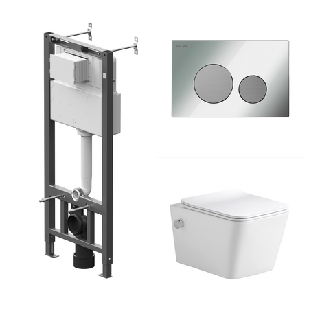 Комплект инсталляции AM.PM Tech с унитазом открытым Glory клавиша AM.PM Tech L серебристая биде распылитель серебристый