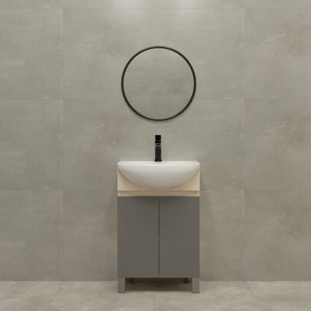 Тумба под накладную раковину Соло 48.5x78 раковина Универсал Рома цвет корпуса серый угловые полки для ванной матовые черные матовые серебристые