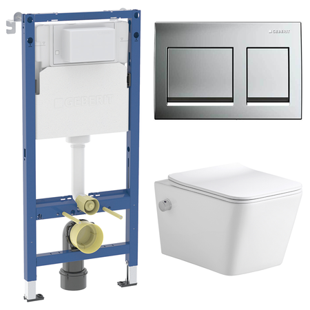 Комплект инсталляции Geberit Alpha с унитазом тип ободка открытый Glory клавиша Geberit Alpha хром