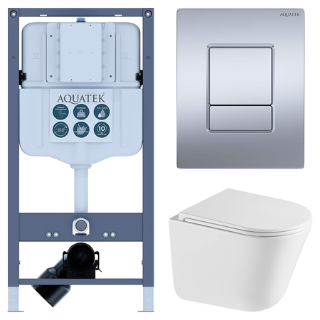 Комплект инсталляции Aquatek Pneumo N 49 с безободковым унитазом Iddis Lahta клавиша Aquatek Pnn-0000003 серая комплект для настройки карбюратора dcnb для husqvarna 28cc