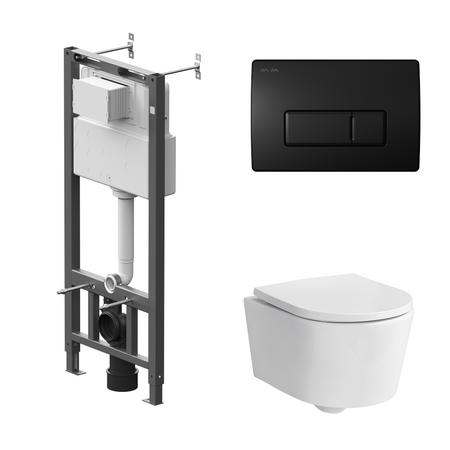 Комплект инсталляции AM.PM Tech с унитазом безободковым Sensea Neo клавиша AM.PM Tech M черная комплект креплений для алюминиевого профиля heltc 2020 3030 4040