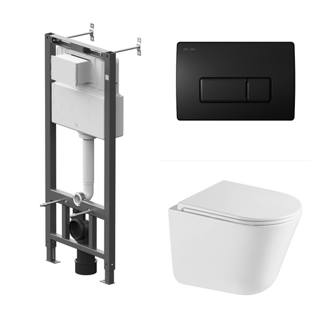 Комплект инсталляции AM.PM Tech с унитазом безободковым Iddis Lahta клавиша AM.PM Tech M черная комплект креплений для алюминиевого профиля heltc 2020 3030 4040