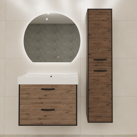 Тумба под накладную раковину Aquanet Инди 77.8x55.8 раковина Вилис шкаф-пенал цвет корпуса коричневый