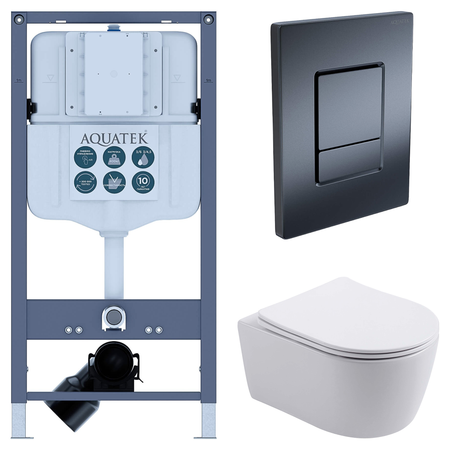 Комплект инсталляции Aquatek Pneumo N 49 с безободковым унитазом Aquatek Европа клавиша Aquatek Pnn-0000004 чёрная комплект для настройки карбюратора dcnb для husqvarna 28cc