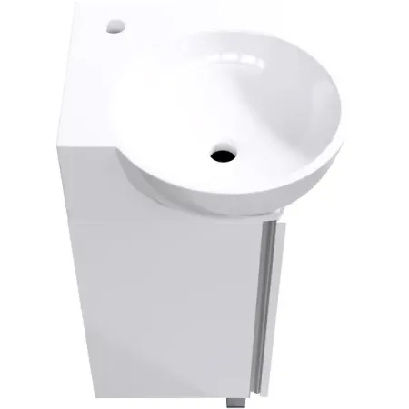 Тумба под раковину Aqwella Тео 45 напольная угловая цвет белый с раковиной Aqwella Дельта 45 см