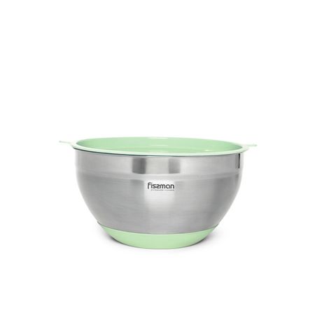 Миска Fissman зеленая, нержавеющая сталь с крышкой 16x10 см, 1,5 л