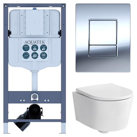 Комплект инсталляции Aquatek Pneumo N 49 с безободковым унитазом Sensea Neo клавиша Aquatek Pnn-0000002 серая 10 шт платы адаптеры sop8 dip8