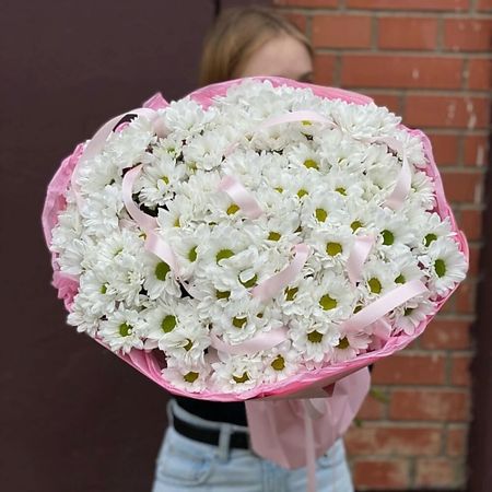 Букет живых цветов FLOWER DANCE Ромашка белая хризантема