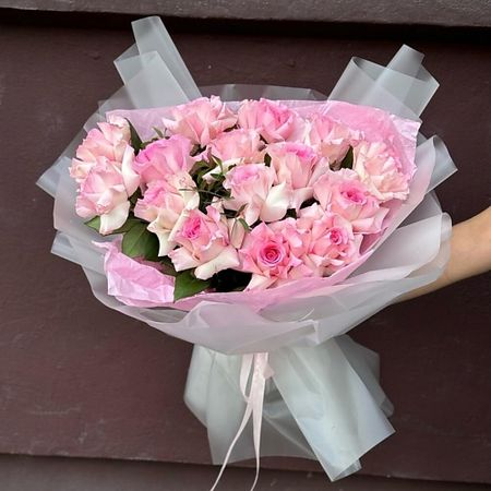 Букет живых цветов FLOWER DANCE PREMIUM - Розовые розы розовые мешочки для украшений из эва