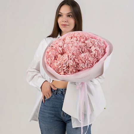 Букет живых цветов FLOWER DANCE Розовые гортензии розовые мешочки для украшений из эва