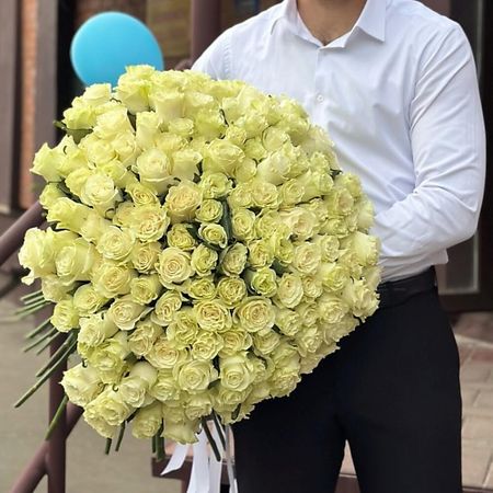 Букет живых цветов FLOWER DANCE Белая Роза 151 шт фото обои для пола beibehang красная роза белая роза лепесток пвх самоклеящиеся водостойкие