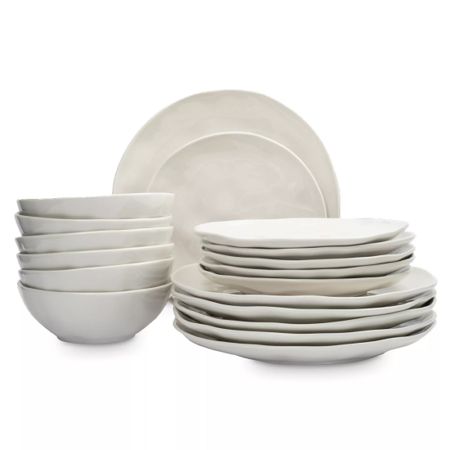 Сервиз обеденный Anna Lafarg Event на 6 персон, 18 персон, фарфор, белый, Мятый эффект, ANLAF-LHP250113 тарелка закусочная anna lafarg ray 21 см золотистая