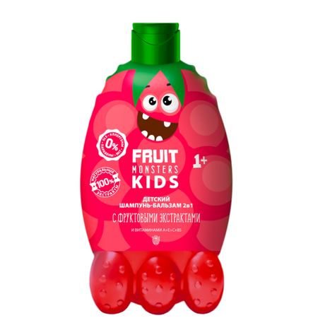 Шампунь-бальзам 2в1 детский Фрутомонстры малина 400мл шампунь мегагель baffy с сюрпризом спелая малина 300 мл