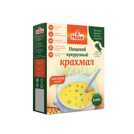 Крахмал Haas кукурузный, 2х200 г крахмал chirton 300мл аэрозоль