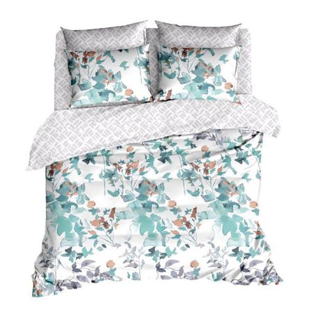 Комплект постельного белья 1,5-спальный бязь Melissa Ista мятно-серый с простыней 150х215 см эластичные захваты для простыней 4 шт