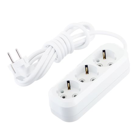 Удлинитель Makel 3 розетки 2 м ПВС 3х1 кв.мм 16 А 2,2 кВт белый (MGP132) универсальный вращающийся удлинитель для смесителя