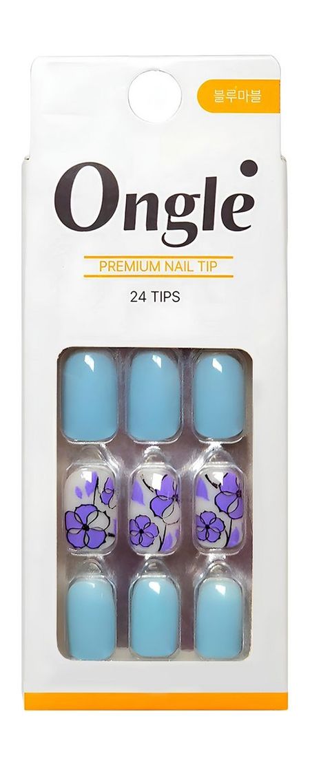 Ongle Premium Nail Tips Set Blue Flower пластырь гидроколлоидный веллфит 3 7см х 5 5см 6