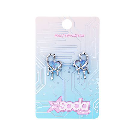 Серьги SODA Chan Серьги Purple Heart #softdivalution viva la vika piercing lab лабрет plain broken heart stud earring