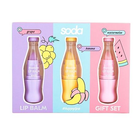 Набор для ухода за губами SODA Подарочный набор LIP BALM GIFT SET #happylips подарочный коробок рутаупак елкины подарки 3в1 3 шт