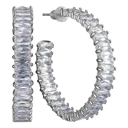 Серьги UVI JEWELLERY Серебристые серьги конго с прозрачными кристаллами огранки багет водостойкие стикеры funcolour 6040 серебристые