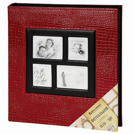 Фотоальбом BRAUBERG Фотоальбом на 500 фото 10*15 см, красный фотоальбом bleti thi thike binder