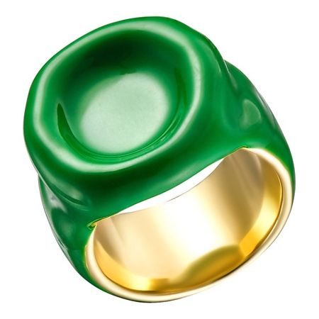 Кольцо UVI JEWELLERY Массивное кольцо с зеленой эмалью статуя будды зеленой тара из меди