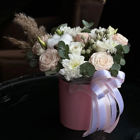 Букет живых цветов ШОПЕН Коробочка сборная с эвкалиптом бархатная коробочка для украшений qiao форма ракушки