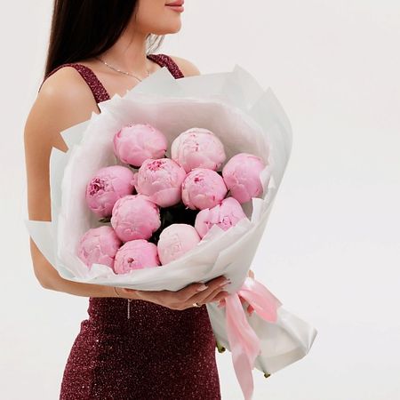 Букет живых цветов БУКЕТНАЯ ЛАВКА 11 пионов искусственный шелковый букет пионов