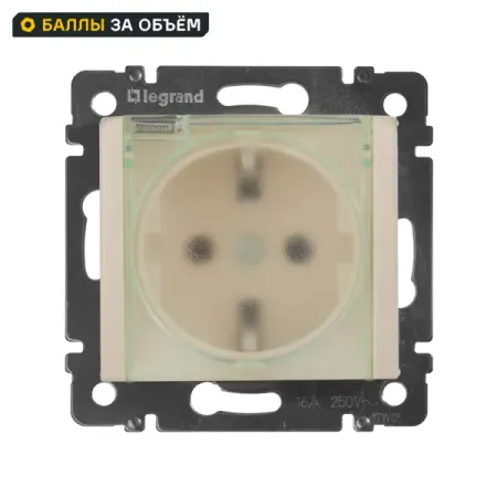 Розетка с заземлением IP44 Legrand Valena со шторками с защитной крышкой 16А 250В винтовые зажимы цвет слоновая кость розетка 1 пост телефонная rj11 legrand valena слоновая кость