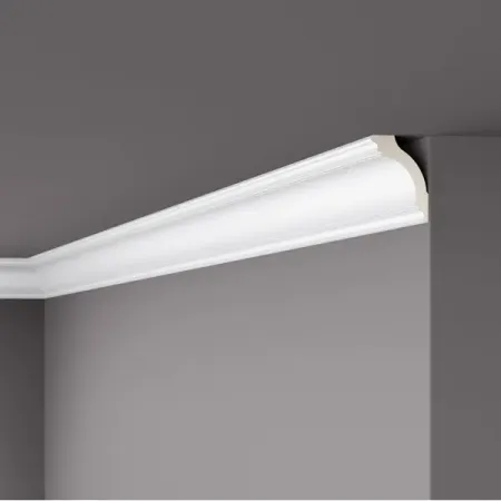 Плинтус потолочный полистирол ударопрочный NMC LM01 белый 50x75x2000 мм