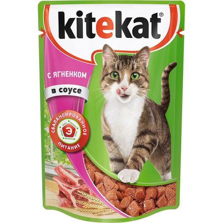 Корм для кошек Kitekat Ягненок в соусе 85 г влажный корм для кошек nature s table индейка в соусе 85 г