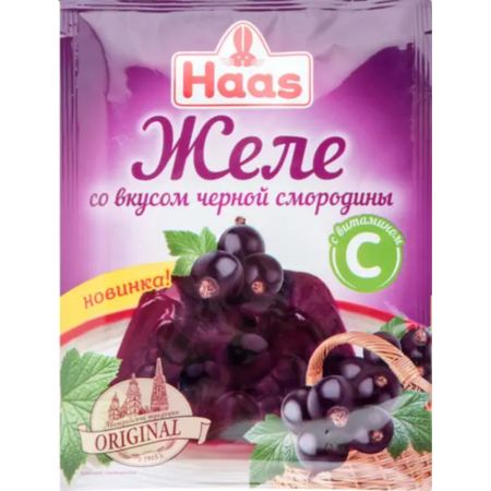 Желе Haas со вкусом чёрной смородины 50 г желатин пищевой ашан красная птица 50 г