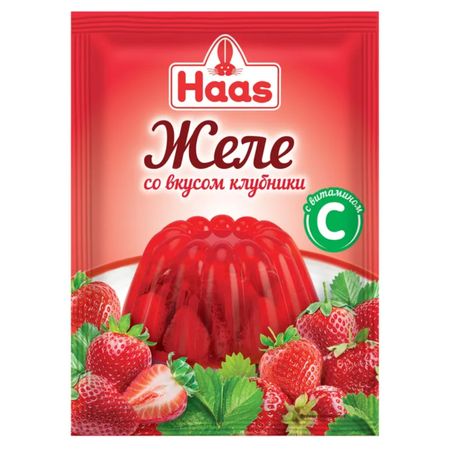 Желе Haas клубника с витамином С 50 г желатин пищевой ашан красная птица 50 г