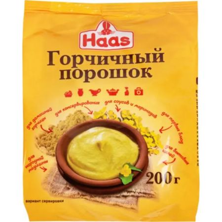 Порошок горчичный Haas 200 г кашпо lamela atena d14 h12 см 1 4л горчичный