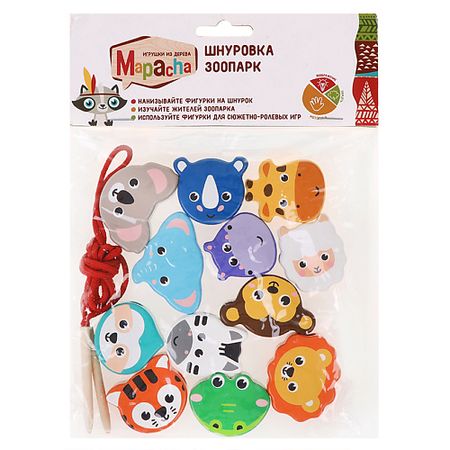 Развивающая игрушка MAPACHA Игра деревянная шнуровка для малышей 