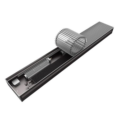 Конвектор внутрипольный КЗТО Бриз В с 2 теплообменниками 1200х264х84 мм боковое подключение резиновые втулки с канавками 16 60 мм черные