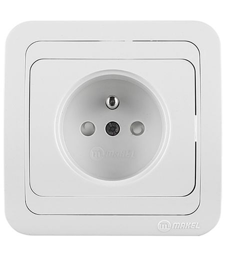 Розетка Makel Mimoza встраиваемая белая UPS со шторками (12053)