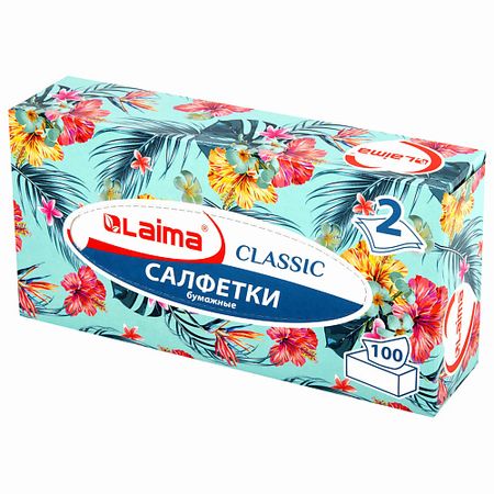 Салфетки для рук LAIMA Салфетки косметические в картонном боксе 2-слойные салфетки косметические zewa everyday 2 слойные 100шт