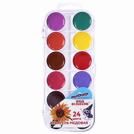 Краски ЮНЛАНДИЯ Краски акварельные Юный волшебник, медовые стикеры акварельные винтажные фиолетовые blingird