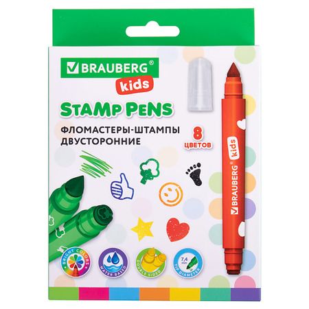 Набор фломастеров BRAUBERG Фломастеры-штампы двусторонние FUNNY STAMPS, KIDS прозрачные акриловые двусторонние наклейки tfaai