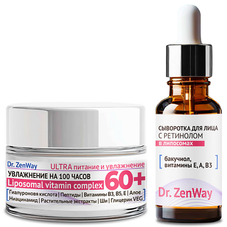 Набор средств для лица ZENWAY DUO-BOOST Липосомальный увлажняющий лифтинг-комплекс с витаминами глюкозамин хондроитин комплекс lekolike 1 300 мг 60 шт таблетки